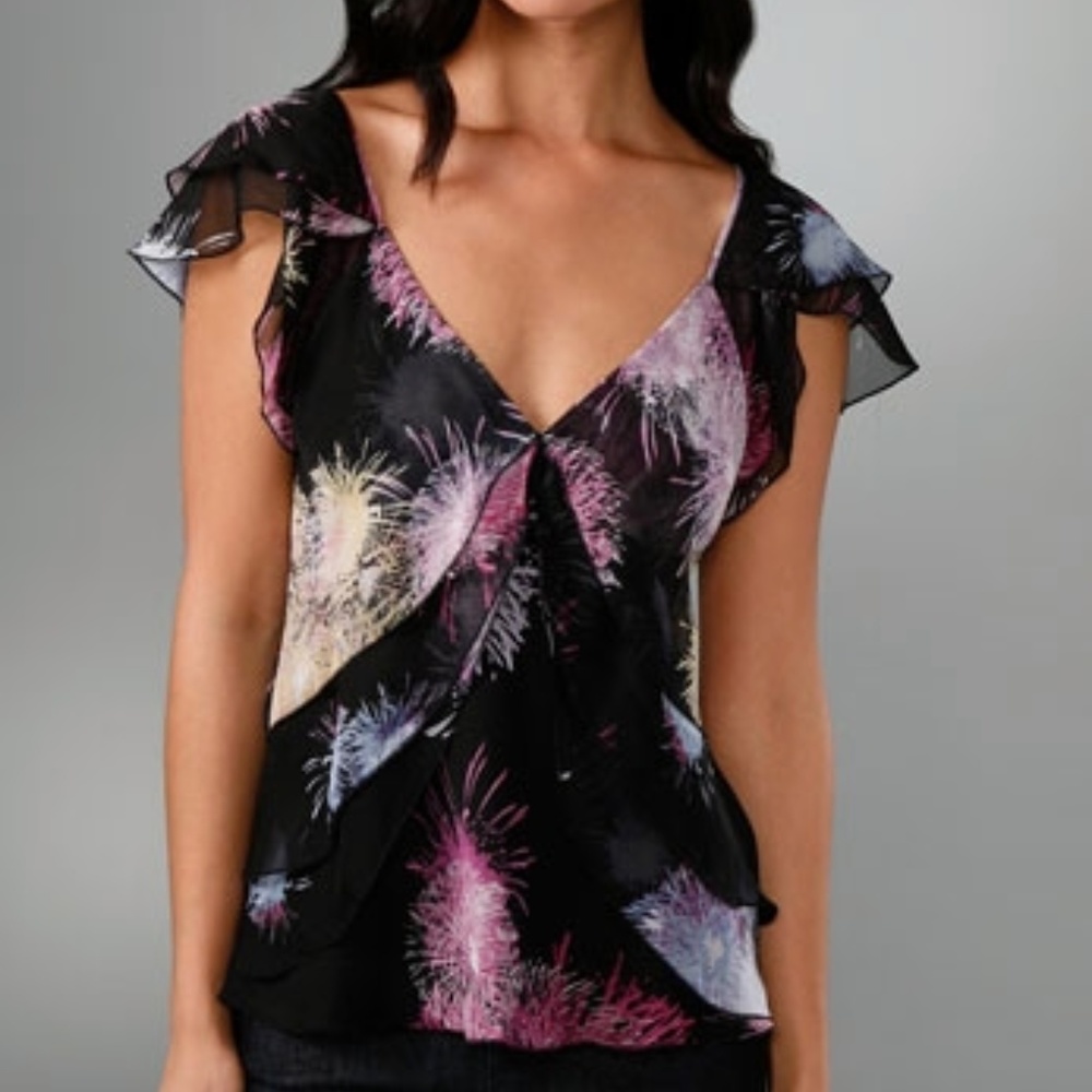 DvF DELPH FIREWORKS FLUTTER TOP - size 4